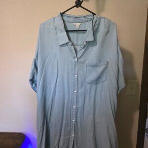 CATO Button Jean top with Cuffed Sleeves 26/28w
